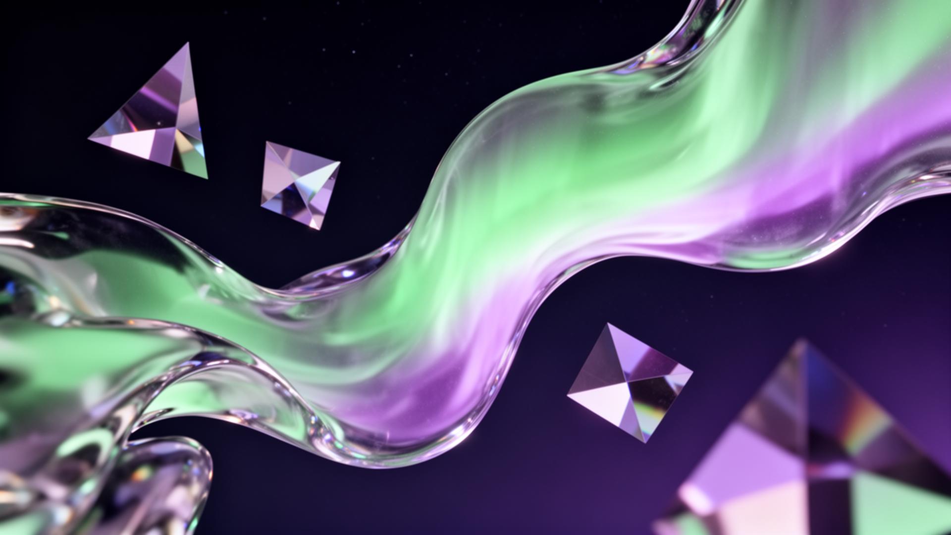 Iridescent aurora glass abstract